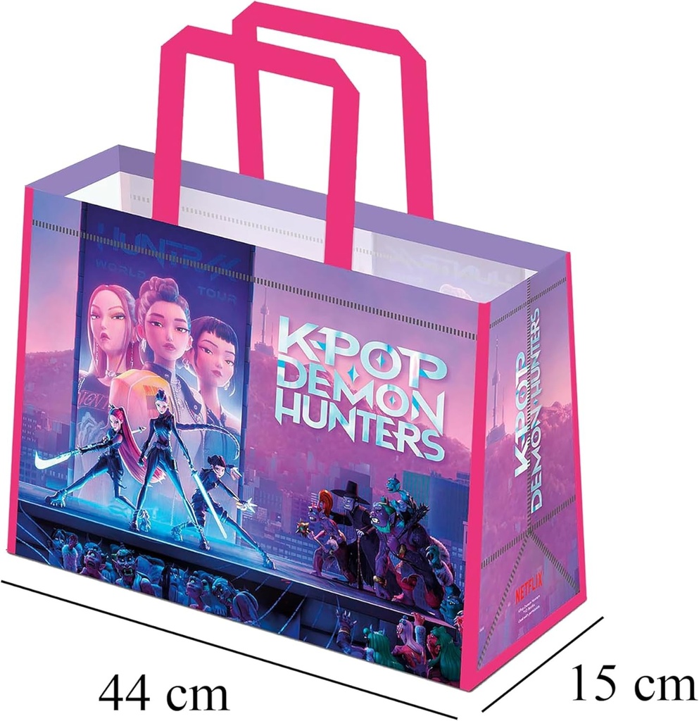 CYP Brands - K-Pop Demon Hunters Shopping Bag Multicoloured Saja Boys Derpy Reusable Bag Tote Bag Resistant Official Product