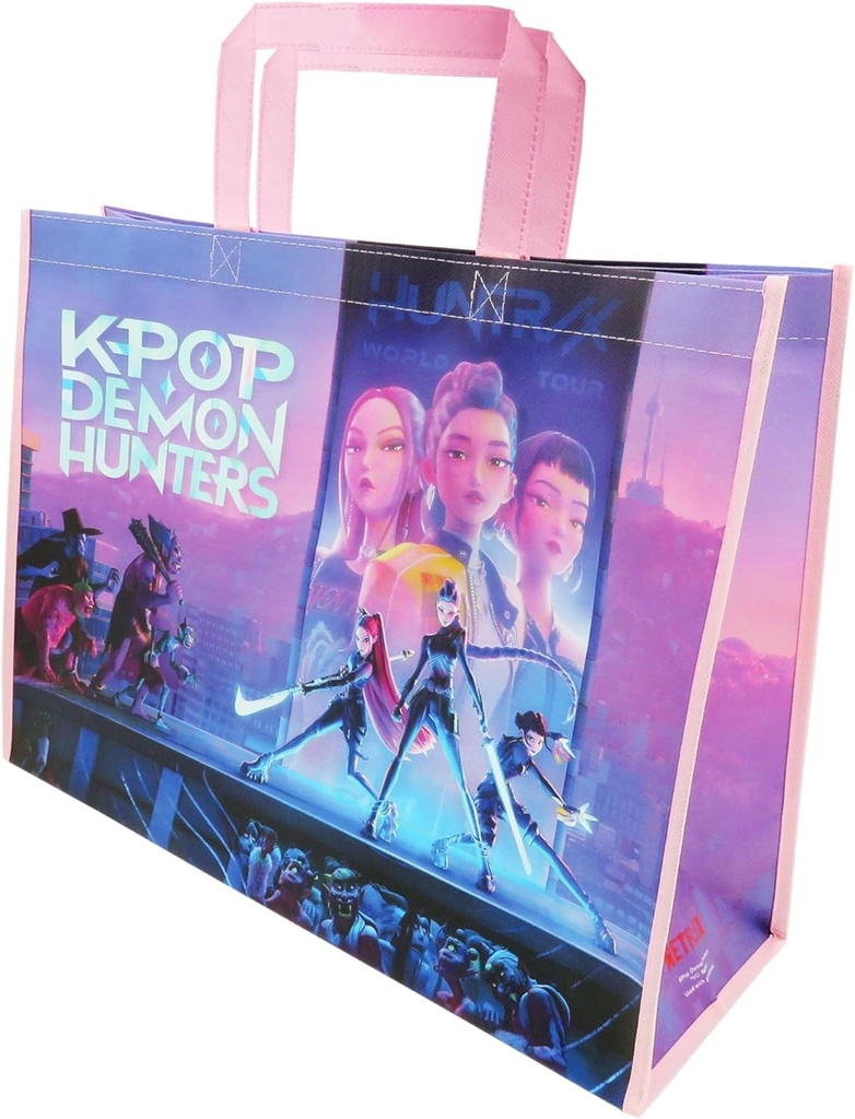 CYP Brands - K-Pop Demon Hunters Shopping Bag Multicoloured Saja Boys Derpy Reusable Bag Tote Bag Resistant Official Product