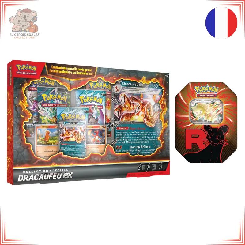 Pack – Coffret Collection Spéciale Dracaufeu Ex + Pokébox Team Rocket – Persian Ex