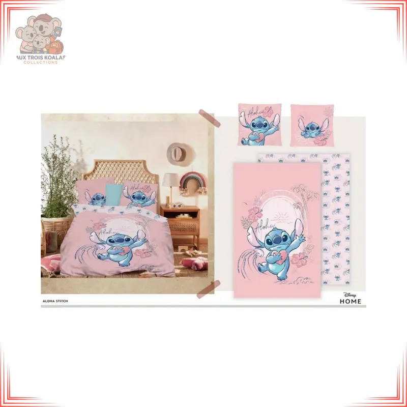 [224040] Disney - Parure de lit 240x220cm - Stitch Pink Love '100% Coton'