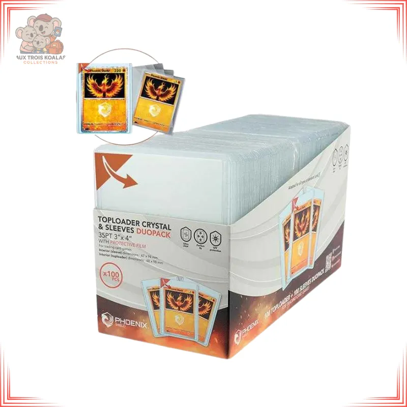 [69405] Phoenix Shield - Duopack Toploader Crystal + Sleeves (X 100)