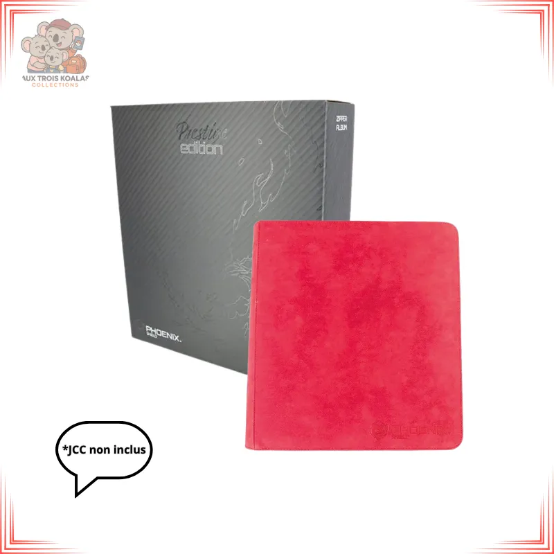 [69117] Phoenix Shield - Classeur Prestige zippé à anneaux en velours rouge - 900 cartes