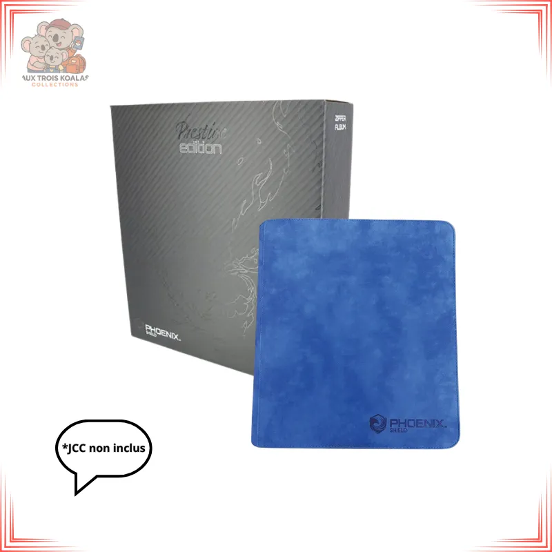 Phoenix Shield - Classeur Prestige zippé à anneaux en velours bleu - 900 cartes
